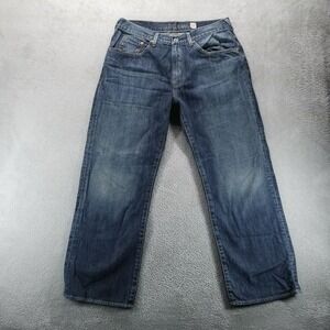 Guess Jeans Mens 36x30 Blue Relaxed Straight Dark Wash‎ Mid Rise Faded